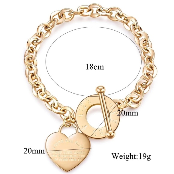 Classic Heart Charm Toggle Bracelet in Silver - Picture 3 of 5